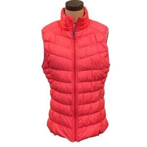 Quilted Coral Women's Puffer Vest - Sleeveless Zip Front